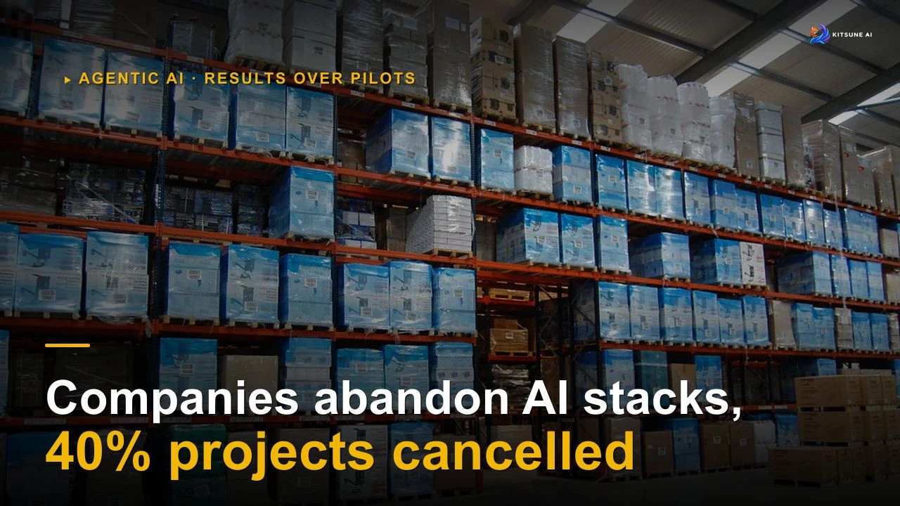 Companies abandon AI stacks, 40% projects cancelled. Seek specialist AI firms to deliver results.
